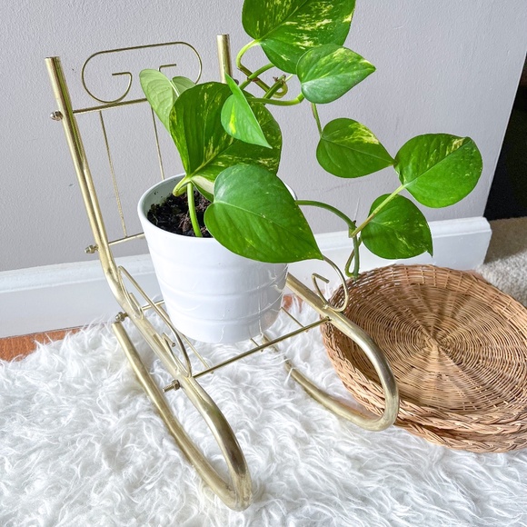 Vintage Accents Vintage Gold Brass Rocking Chair Plant Stand Poshmark